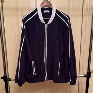 Calvin Klein Women’s Twilight Blue with White Bomber Jacket- Sz XL